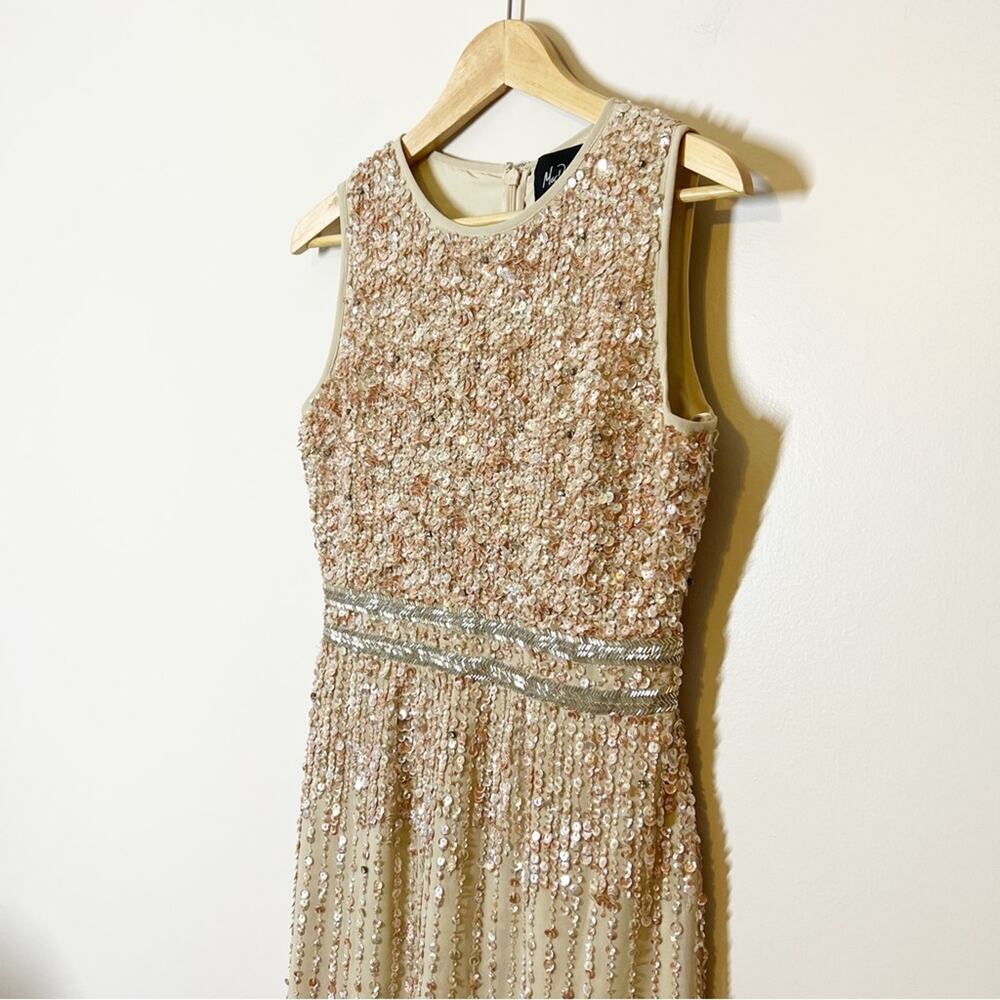 Mac Duggal Beaded Sleeveless High Neck Midi Sheath Dress Style #10509 Size 4 - Picture 4 of 11